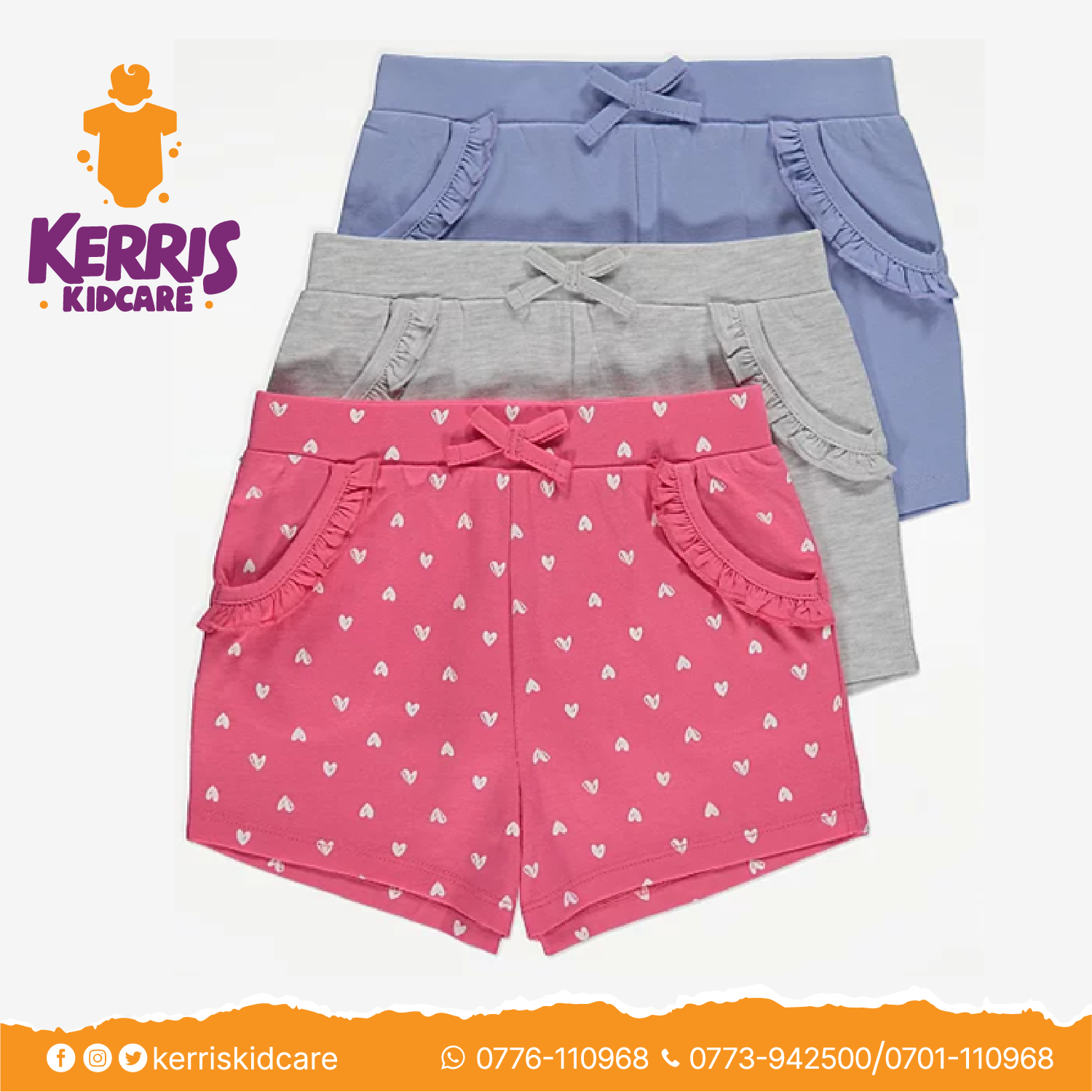 Pink Heart Print Shorts